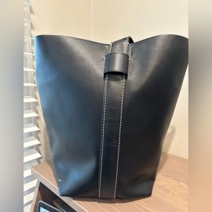 Proenza Schouler White Label Bag. Black leather. Silver hardware.